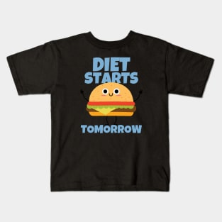 Diet Starts Tomorrow Sarcastic Kids T-Shirt